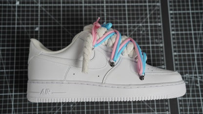 Custom Sneakers Weiß “ROPE LACES”2x Dunk PinK/Blue