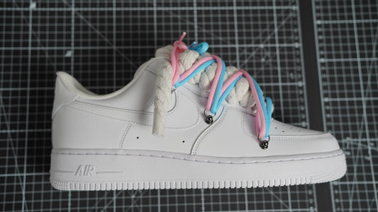 Custom Nike AF1 White “ROPE LACES”2x Dunk PinK/Blue