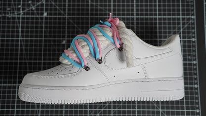 Custom Sneakers Weiß “ROPE LACES”2x Dunk PinK/Blue