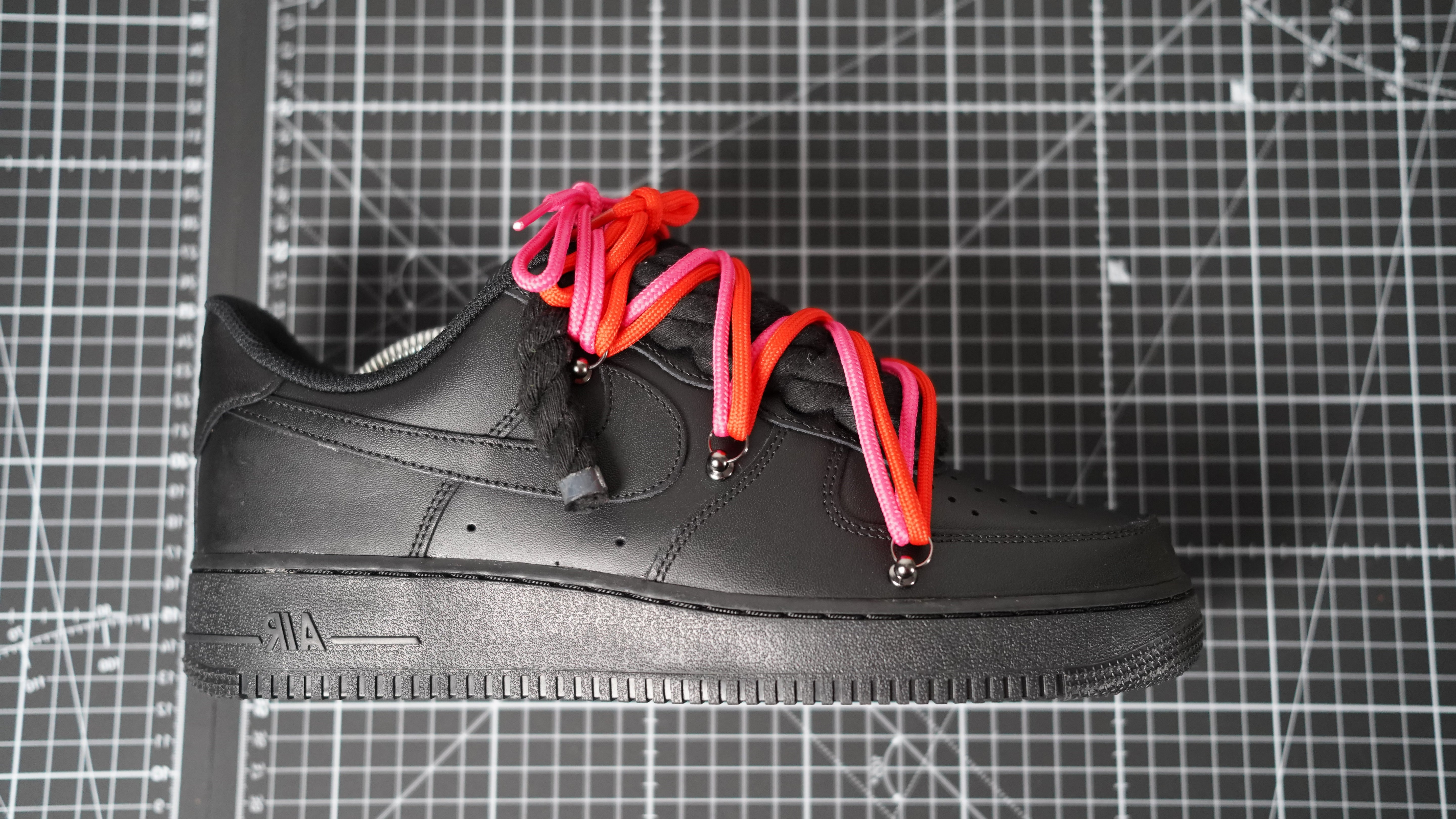 Custom Sneakers Schwarz “ROPE LACES” 2x Dunk Red/Pink
