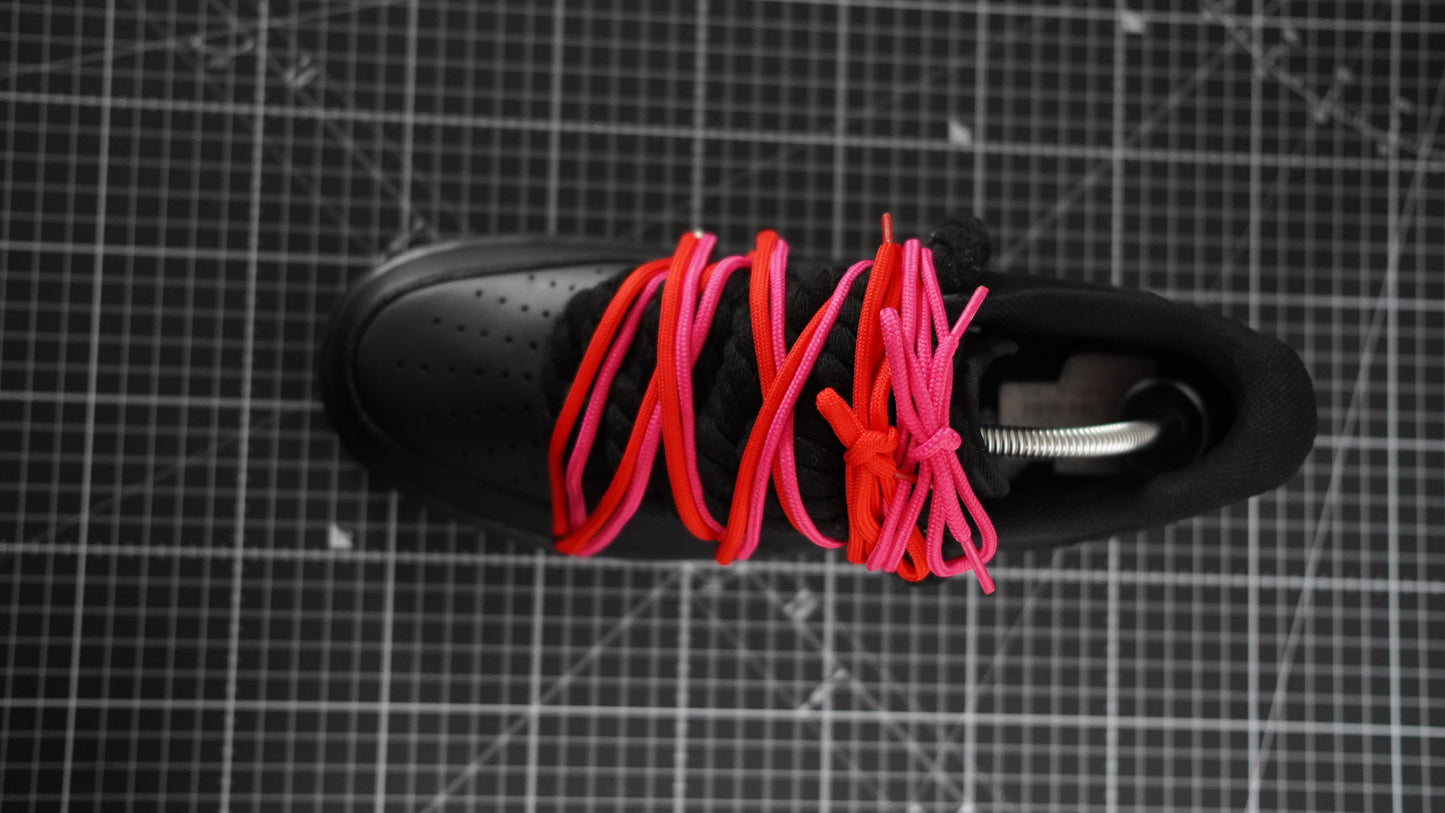 Custom Nike AF1 Black “ROPE LACES” 2x Dunk Red/Pink