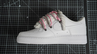 Custom Nike AF1 White “ROPE LACES”2x Dunk PinK/Gray