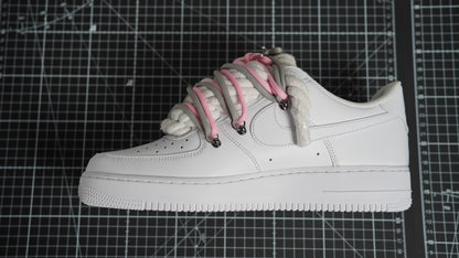Custom Sneakers Weiß “ROPE LACES”2x Dunk PinK/Gray