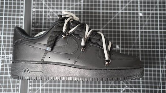 Custom Nike AF1 Black “ROPE LACES” 2x Dunk Black/Gray