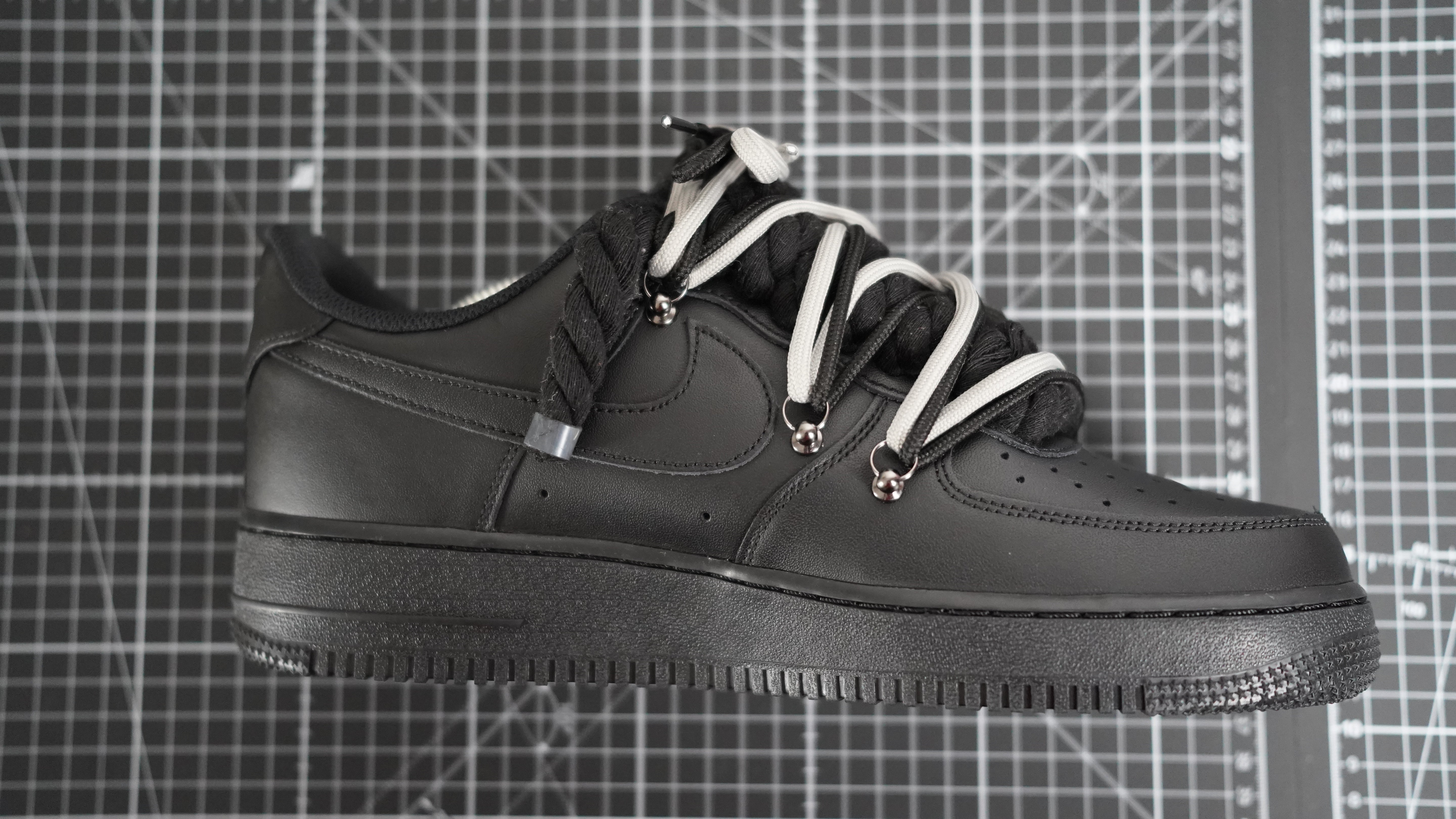 Custom Sneakers Schwarz “ROPE LACES” 2x Dunk Black/Gray