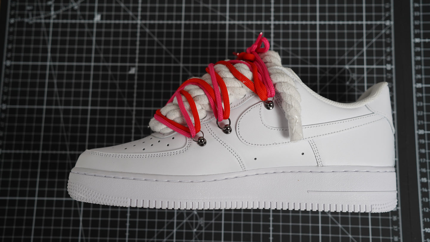 Custom Nike AF1 White “ROPE LACES”2x Dunk Red/Crimson red