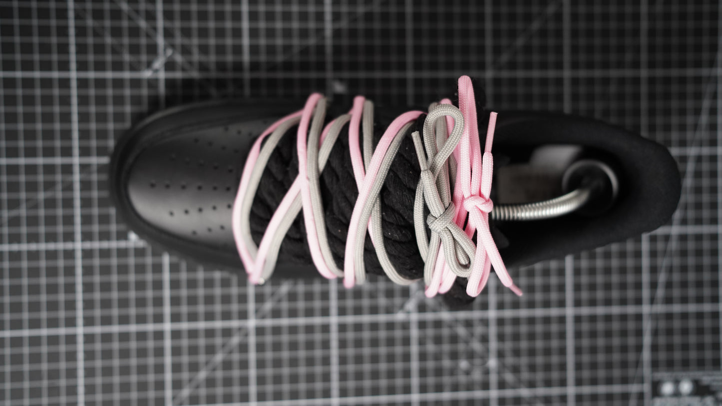Custom Nike AF1 Schwarz “ROPE LACES” 2x Dunk Pink/Gray