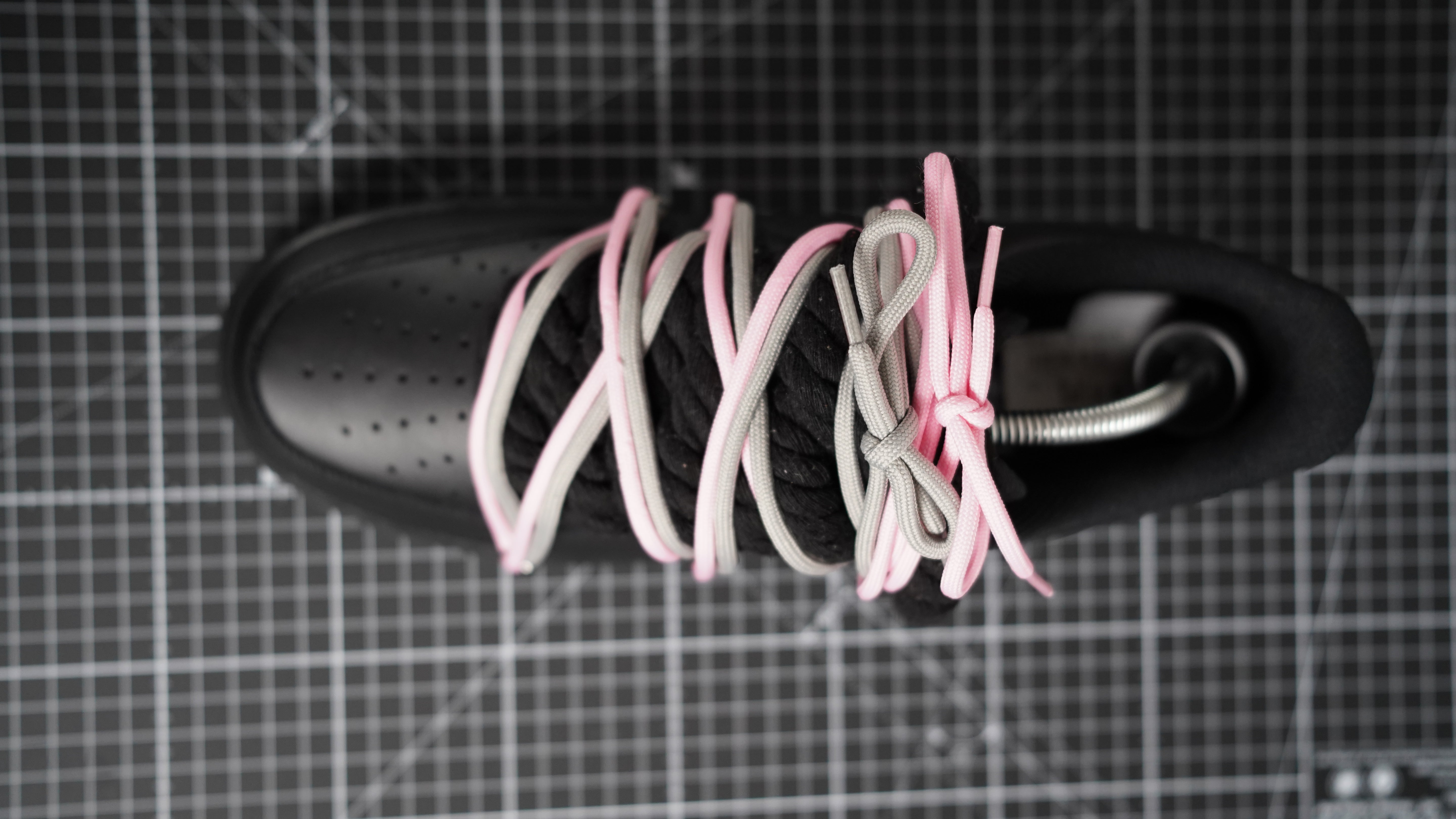 Custom NIKE AIR FORCE 1 Schwarz “ROPE LACES” 2x Dunk Pink/Gray