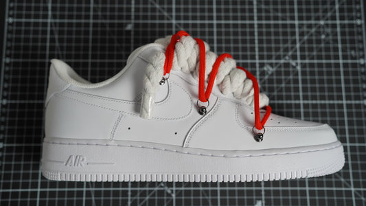 Custom Sneakers Weiß “ROPE LACES” Dunk Rot