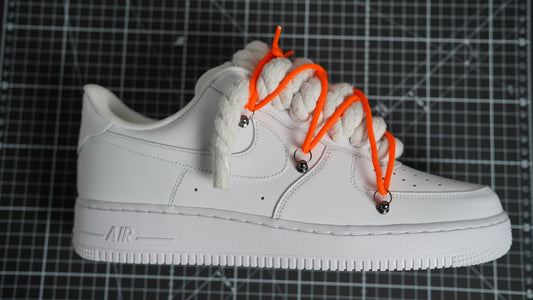 Custom Sneakers Weiß “ROPE LACES” Dunk Orange