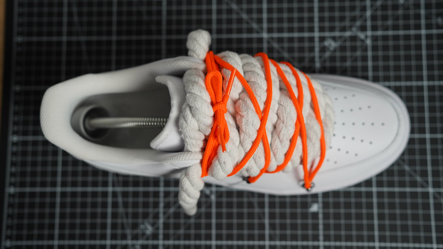 Custom Sneakers Weiß “ROPE LACES” Dunk Orange