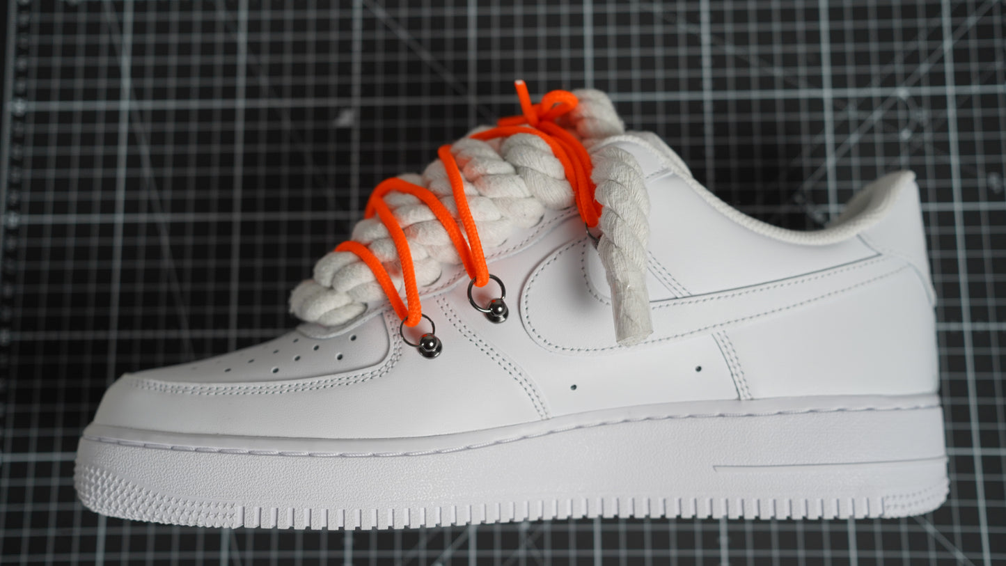 Custom Sneakers Weiß “ROPE LACES” Dunk Orange