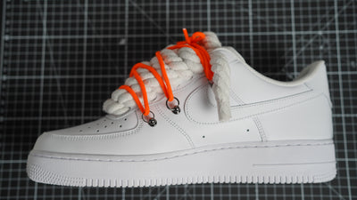 Custom Sneakers Weiß “ROPE LACES” Dunk Orange