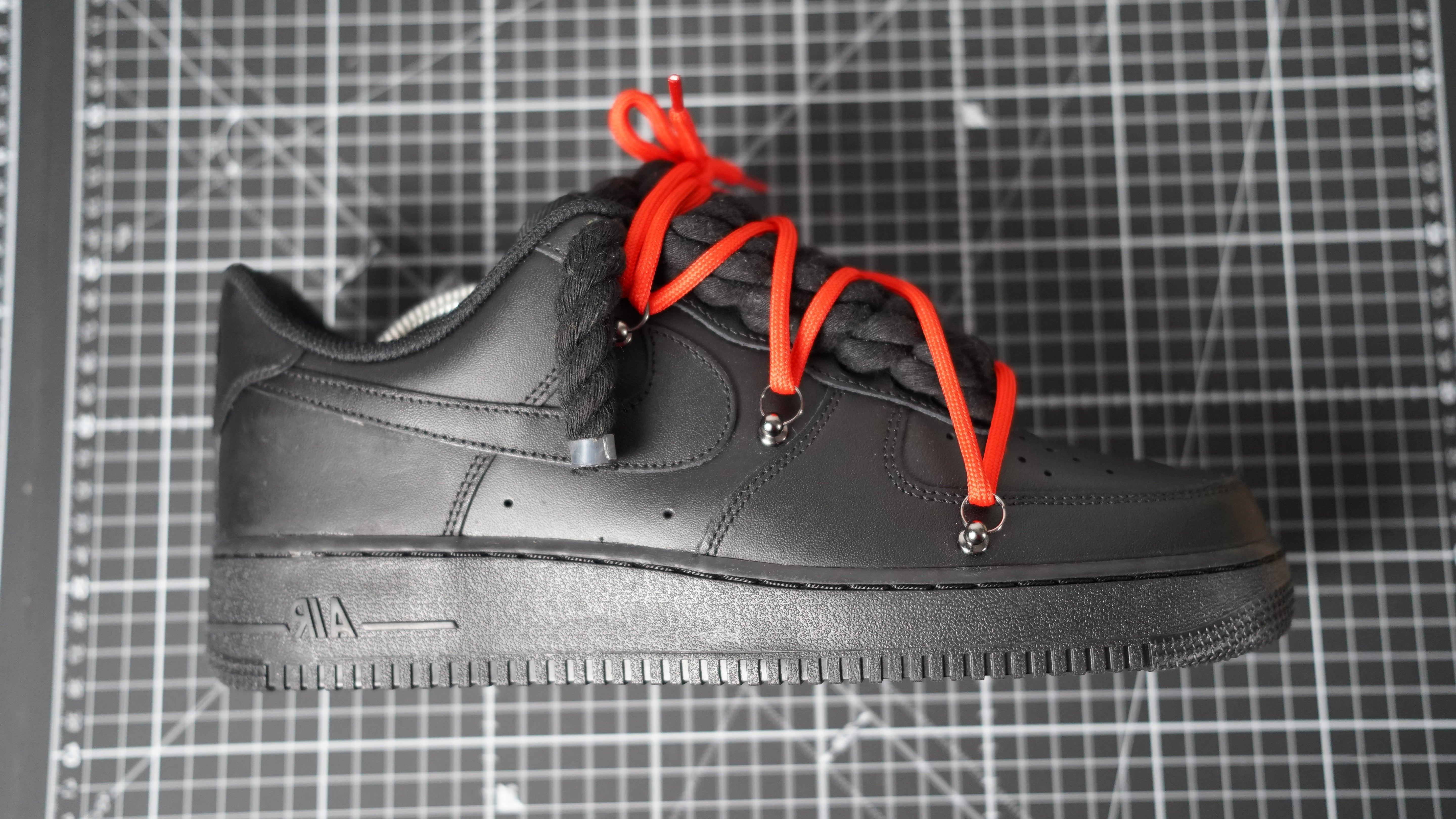 Custom Sneakers Black “ White ROPE LACES” Dunk Rot