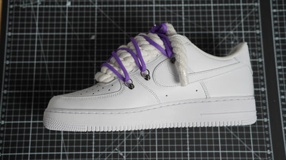 Custom Sneakers Weiß “ROPE LACES” Dunk purple