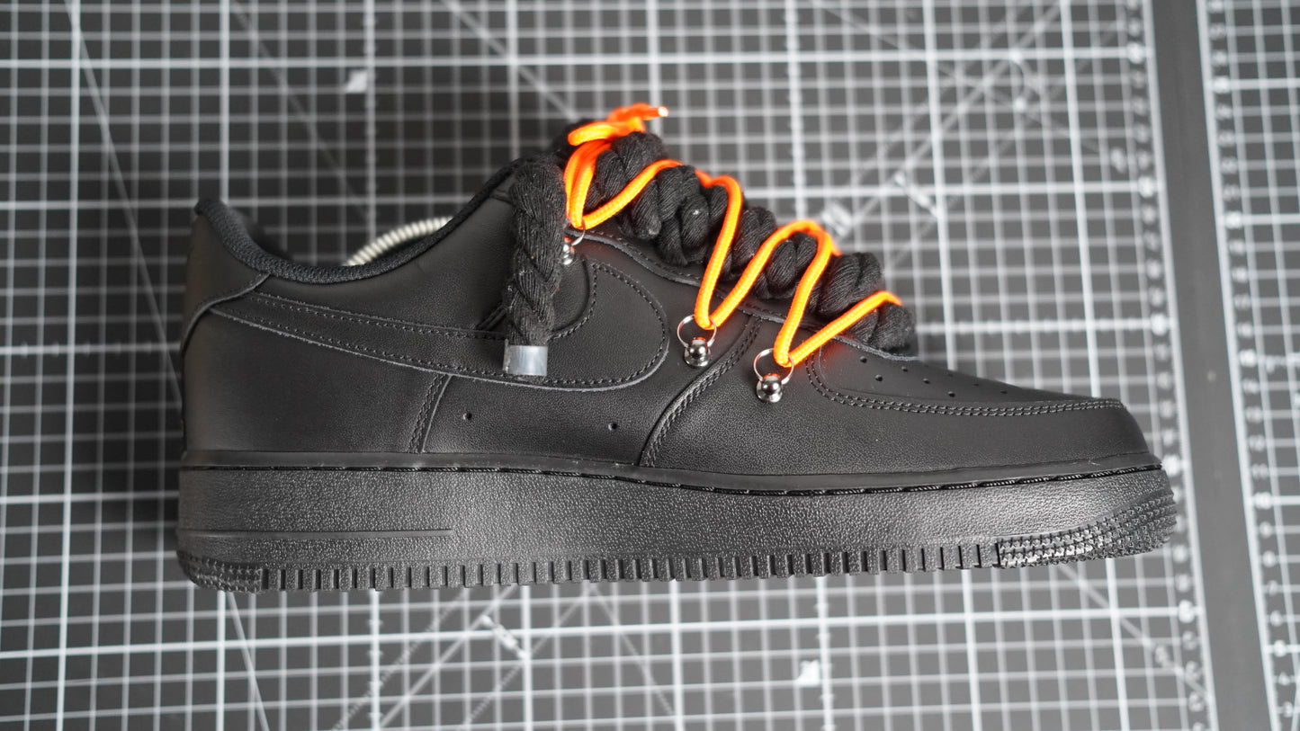 Custom Nike AF1 Black “ROPE LACES” Dunk Orange