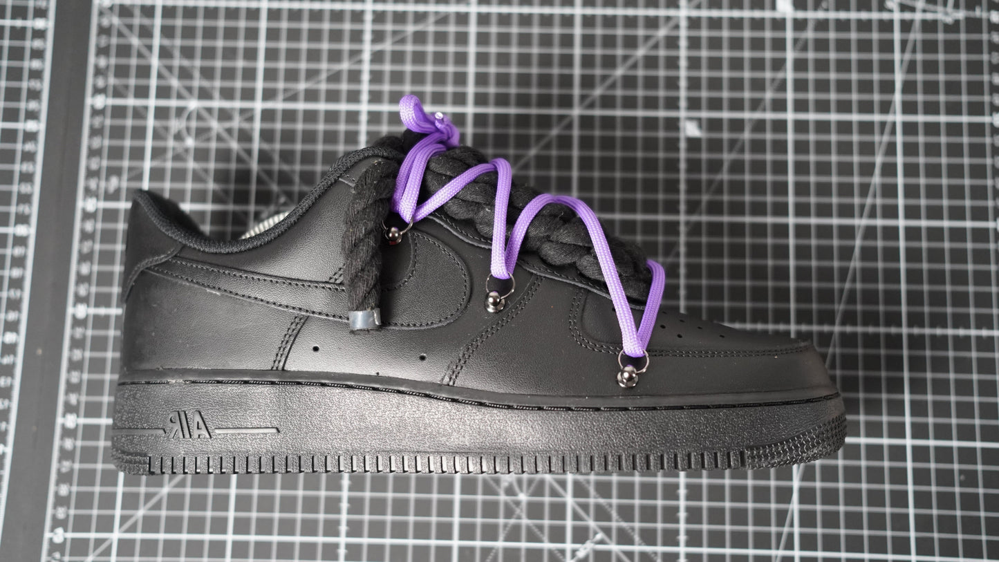 Custom Nike AF1 Black “ROPE LACES” Dunk Purple
