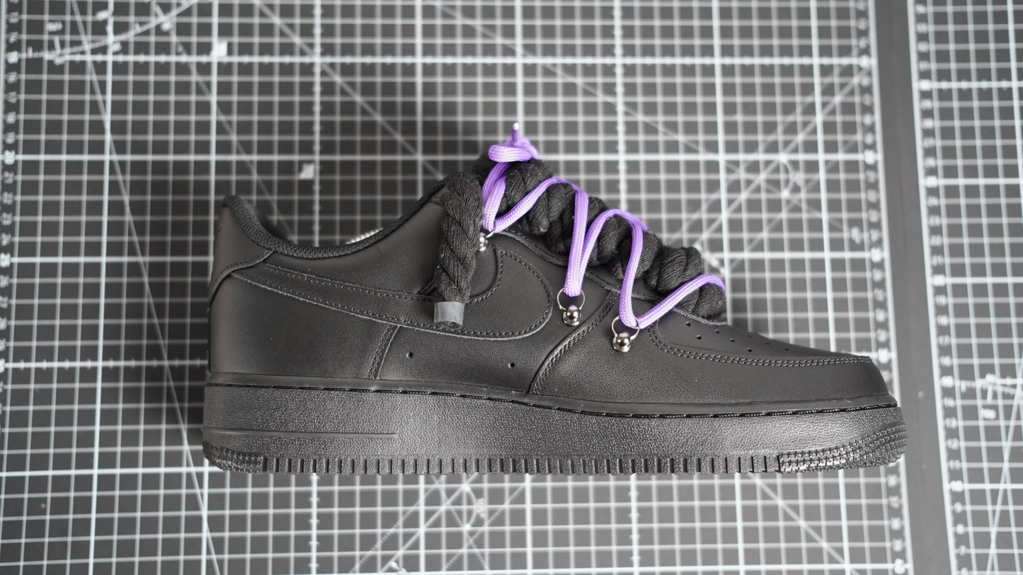 Custom Nike AF1 Black “ROPE LACES” Dunk Purple