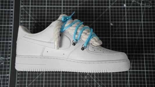Custom Nike AF1 White “ROPE LACES” Dunk Blau #2