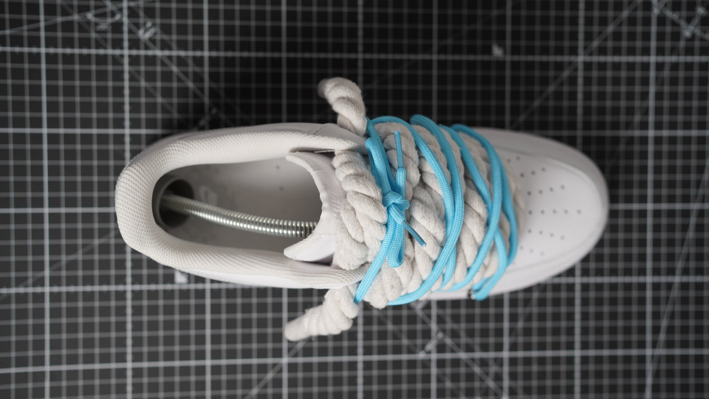 Custom Nike AF1 White “ROPE LACES” Dunk Blau #2