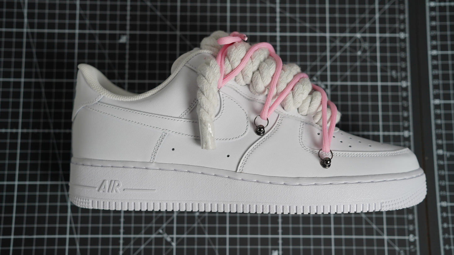 Custom Nike AF1 White “ROPE LACES” Dunk Pink #1