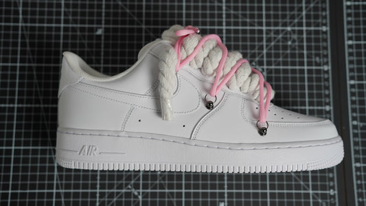 Custom Nike AF1 White “ROPE LACES” Dunk Pink #1
