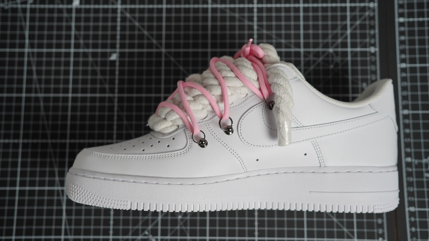 Custom Nike AF1 White “ROPE LACES” Dunk Pink #1