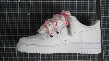 Custom Sneakers Weiß “ROPE LACES” Dunk Pink #1