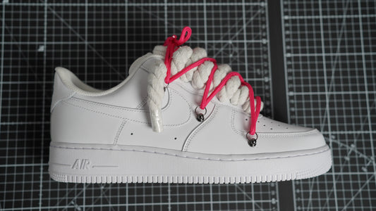 Custom Nike AF1 White “ROPE LACES” Dunk crimson red