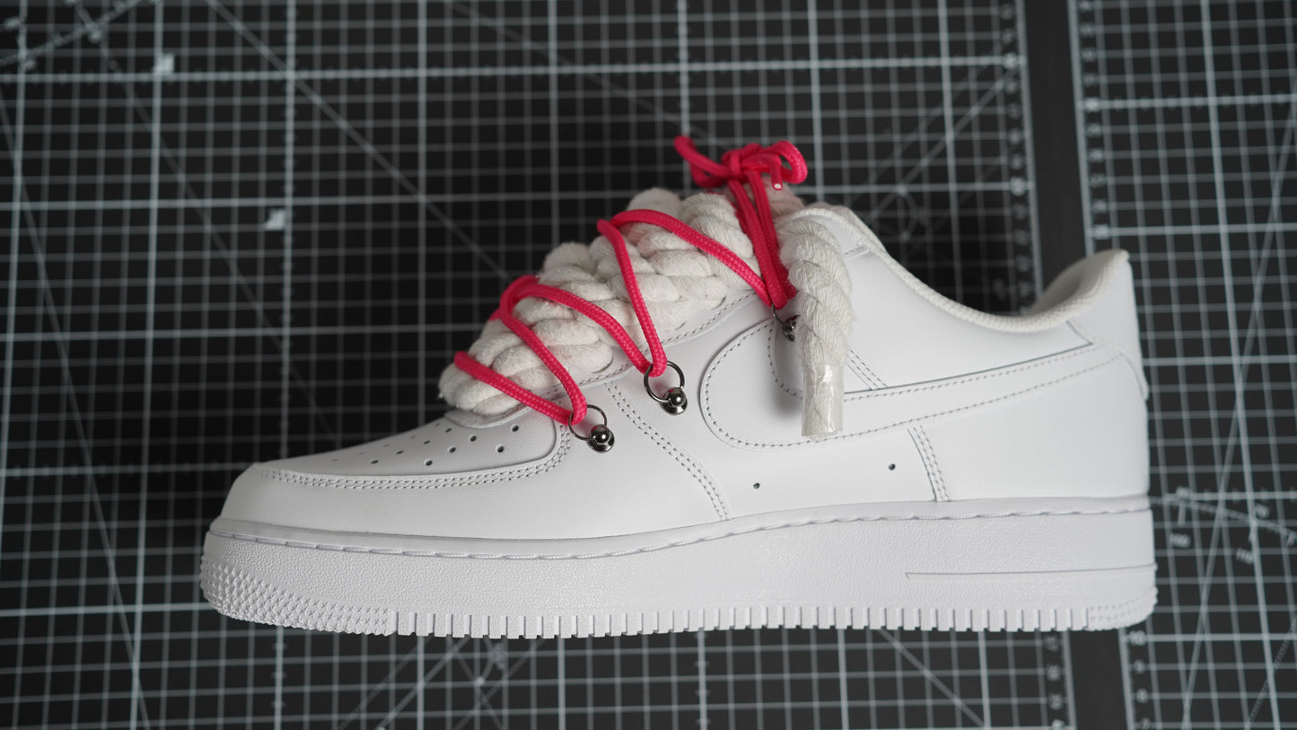 Custom Nike AF1 White “ROPE LACES” Dunk crimson red