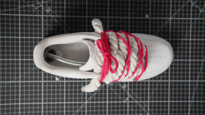 Custom Sneakers Weiß “ROPE LACES” Dunk crimson red