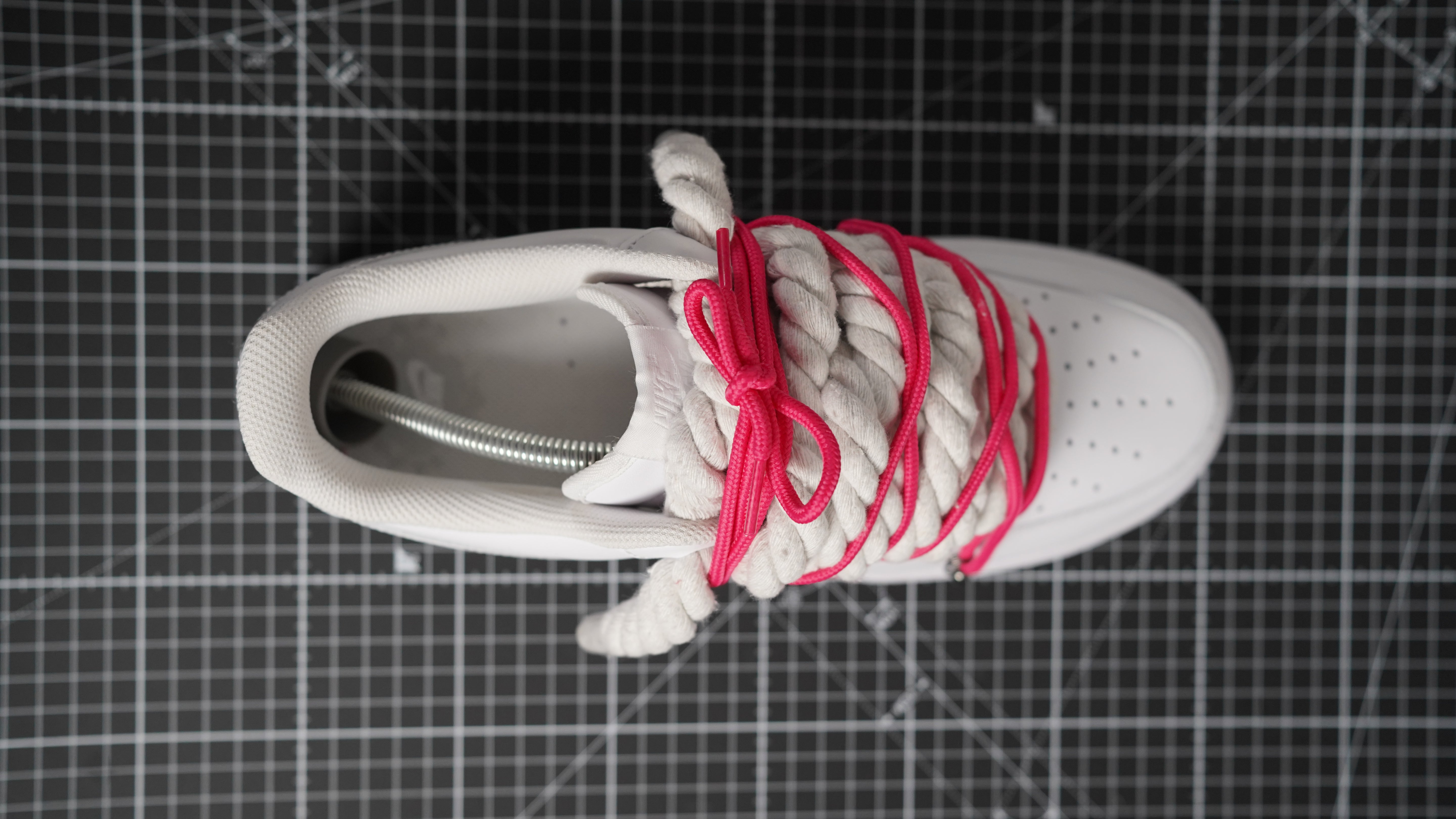 Custom Sneakers Weiß “ROPE LACES” Dunk crimson red