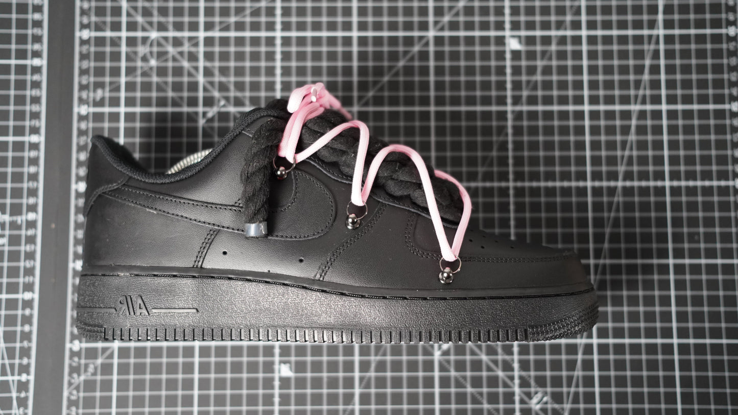 Custom Nike AF1 Black “ROPE LACES” Dunk Pink #1
