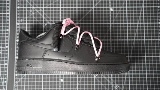 Custom Nike AF1 Black “ROPE LACES” Dunk Pink #1