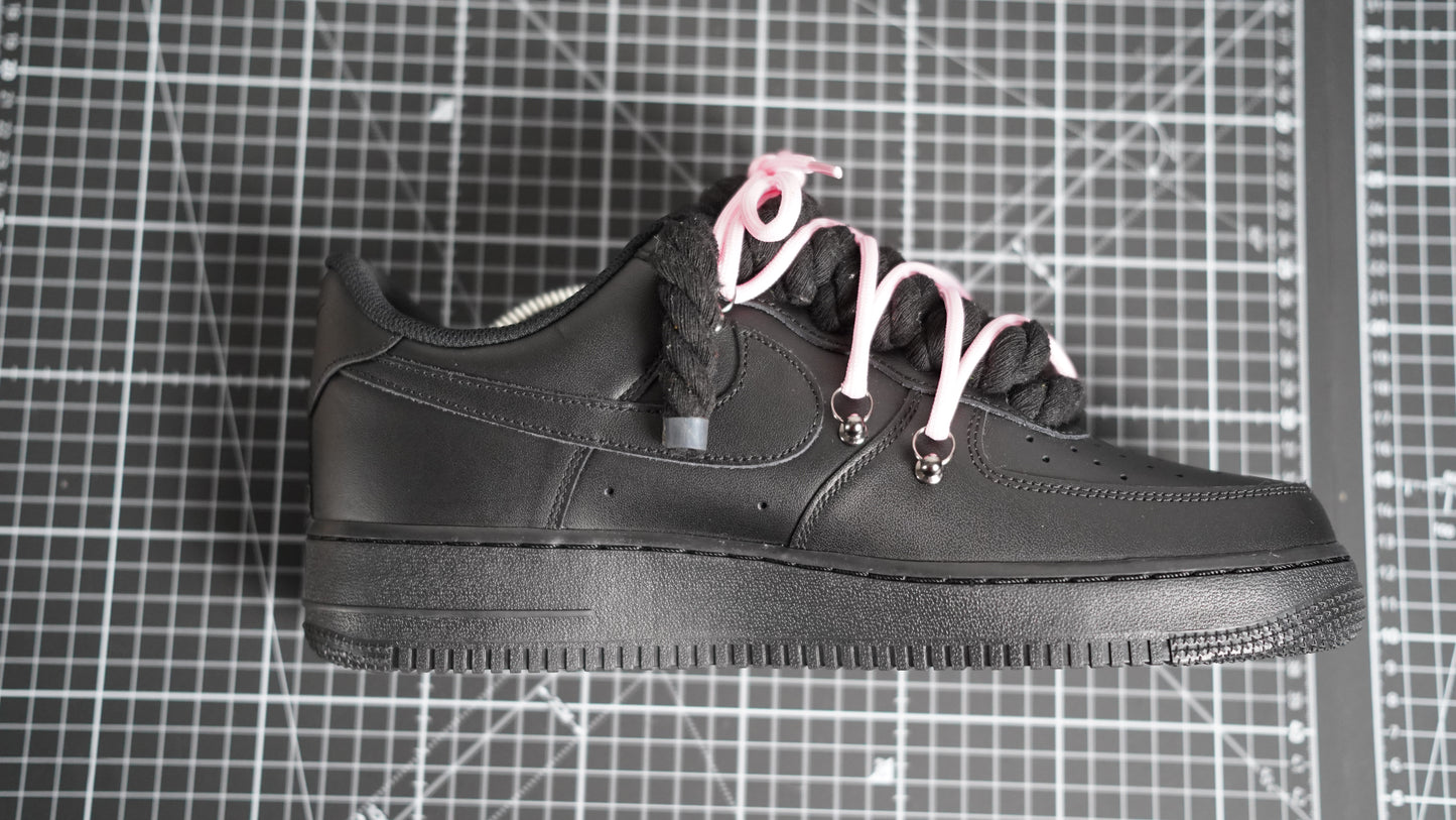 Custom Nike AF1 Black “ROPE LACES” Dunk Pink #1