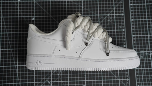 Custom Nike AF1 White “ROPE LACES” Dunk Grau