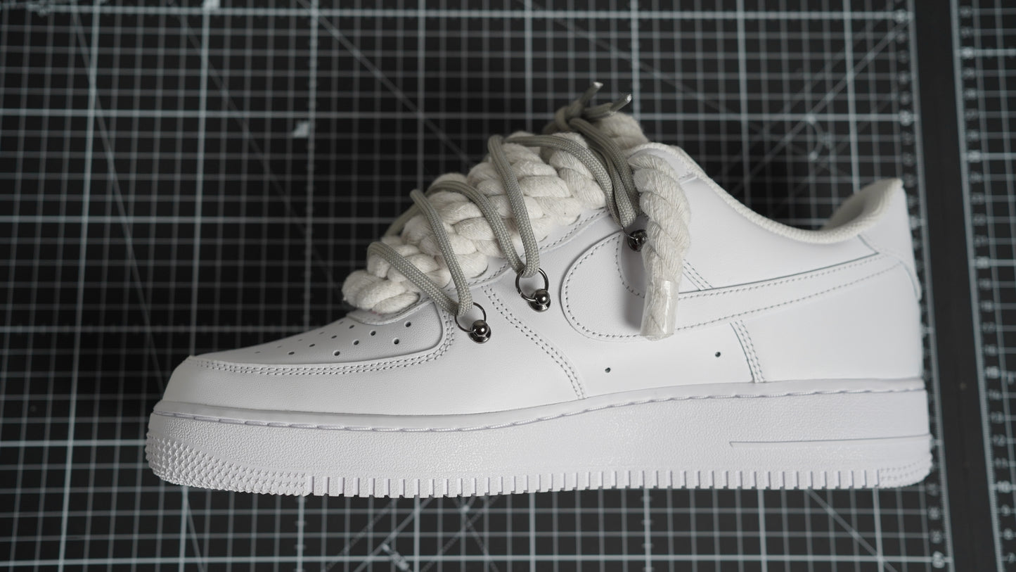 Custom Nike AF1 White “ROPE LACES” Dunk Grau