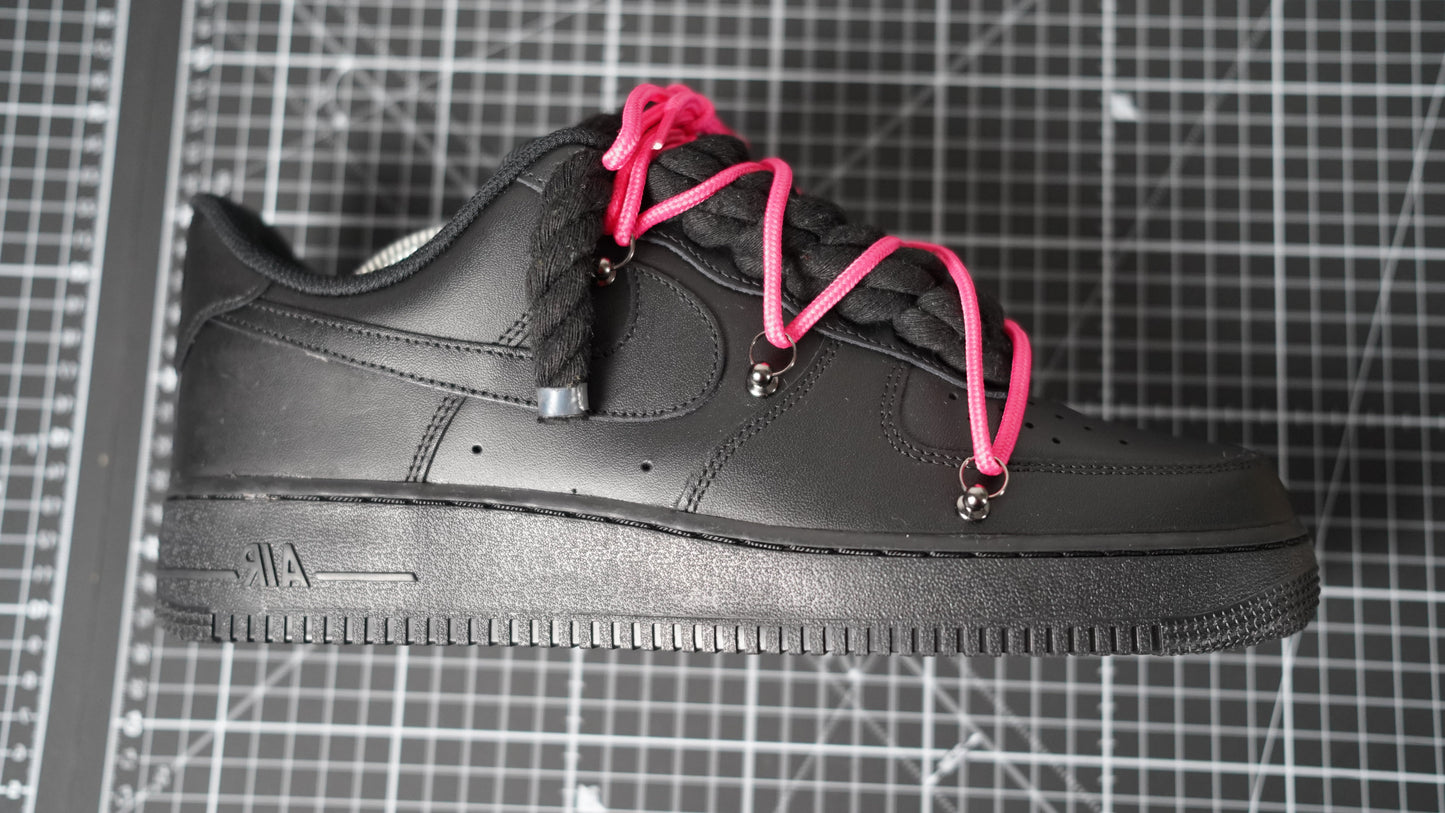 Custom Nike AF1 Black “ROPE LACES” Dunk Pink #2