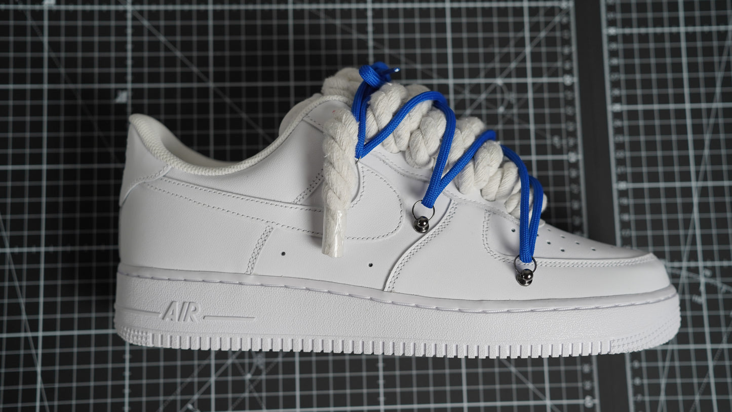 Custom Nike AF1 White “ROPE LACES” Dunk Blau #1