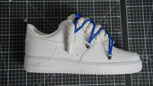Custom Nike AF1 White “ROPE LACES” Dunk Blau #1