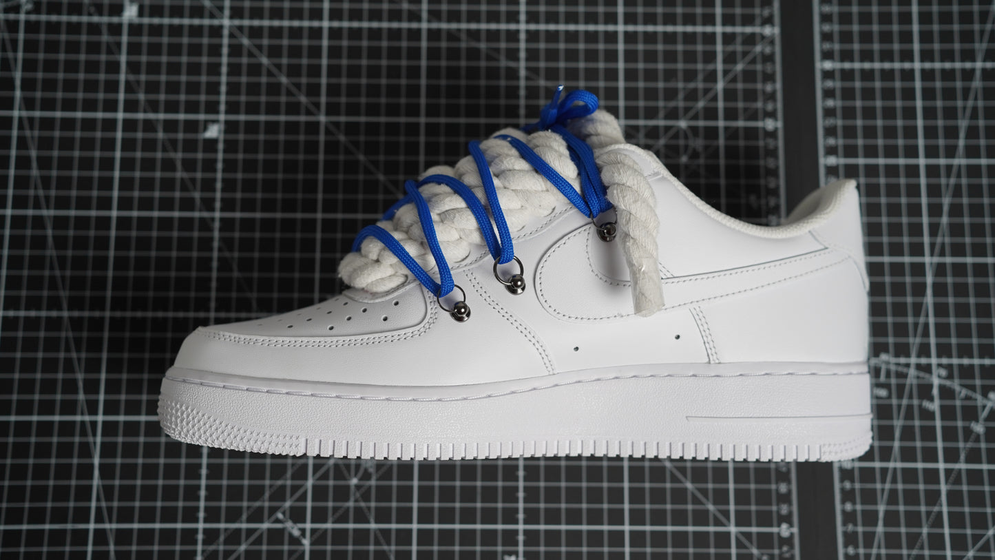 Custom Nike AF1 White “ROPE LACES” Dunk Blau #1