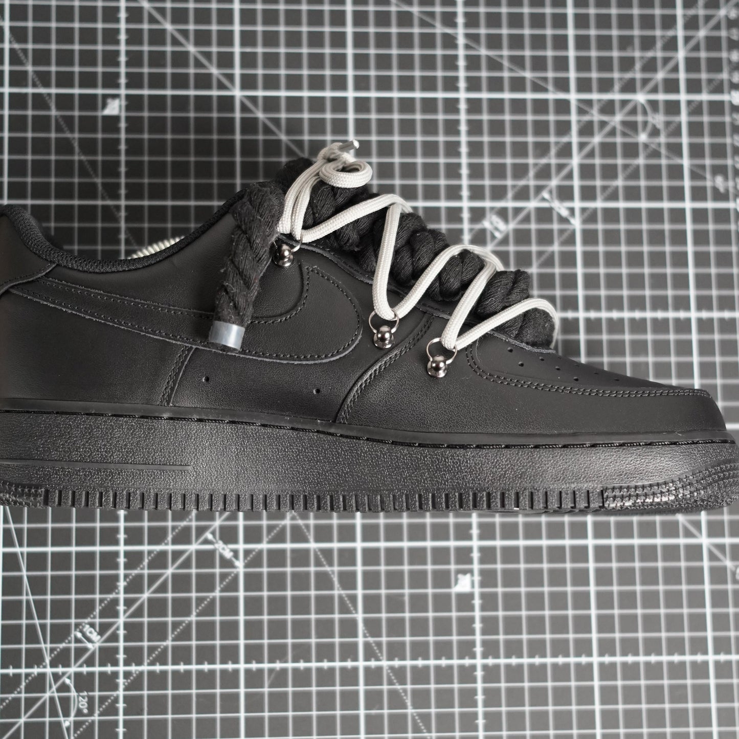 Custom Nike AF1 Black “ROPE LACES” Dunk Grau