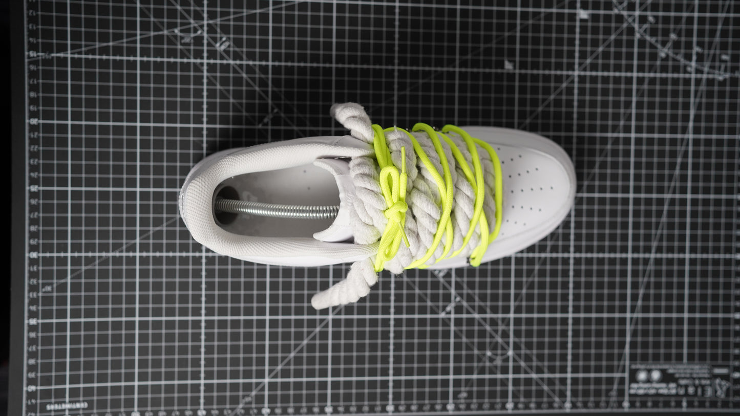 Custom Nike AF1 White “ROPE LACES” Dunk Lime Green