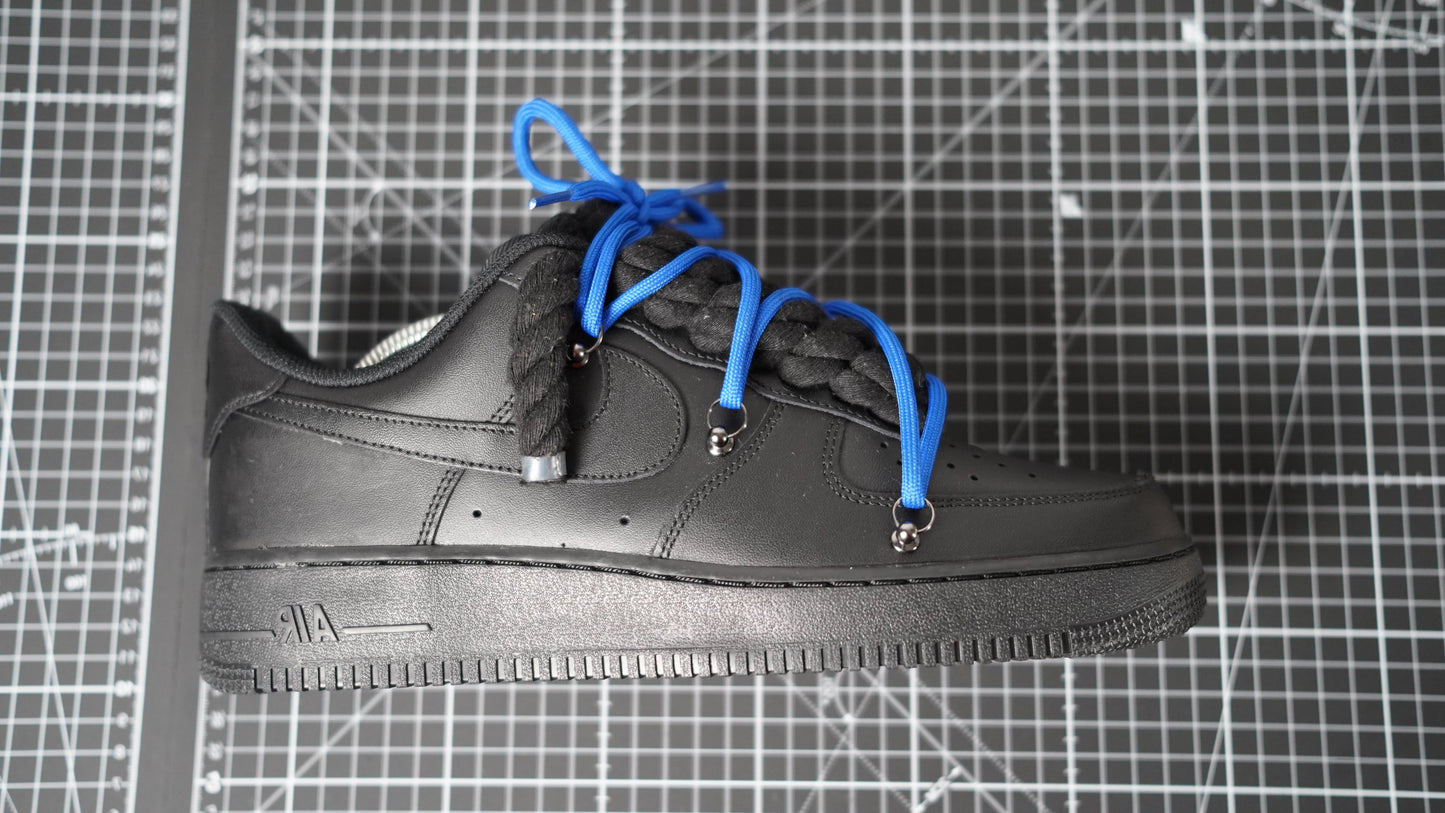Custom Nike AF1 Black “ROPE LACES” Dunk Blau #1