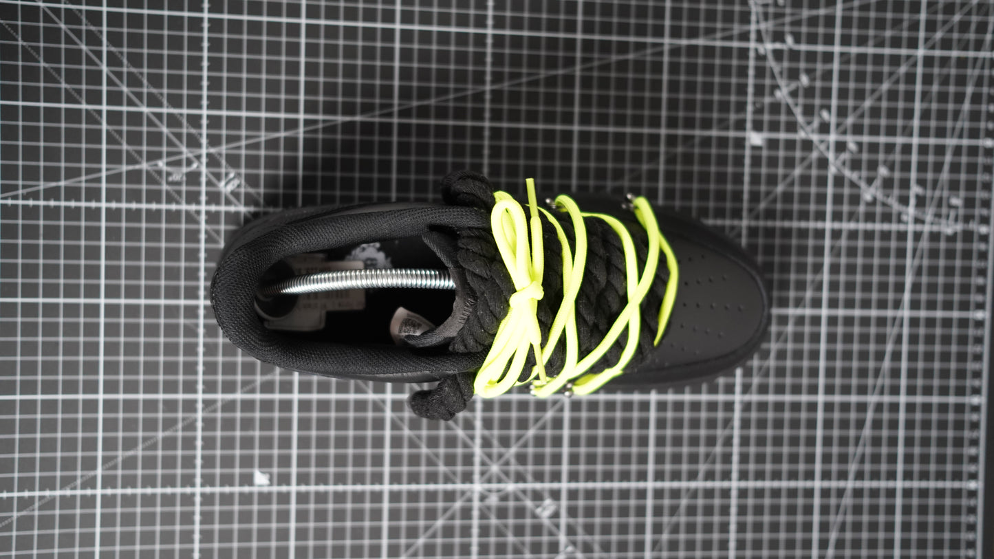 Custom Nike AF1 Black “ROPE LACES” Dunk Lime Green