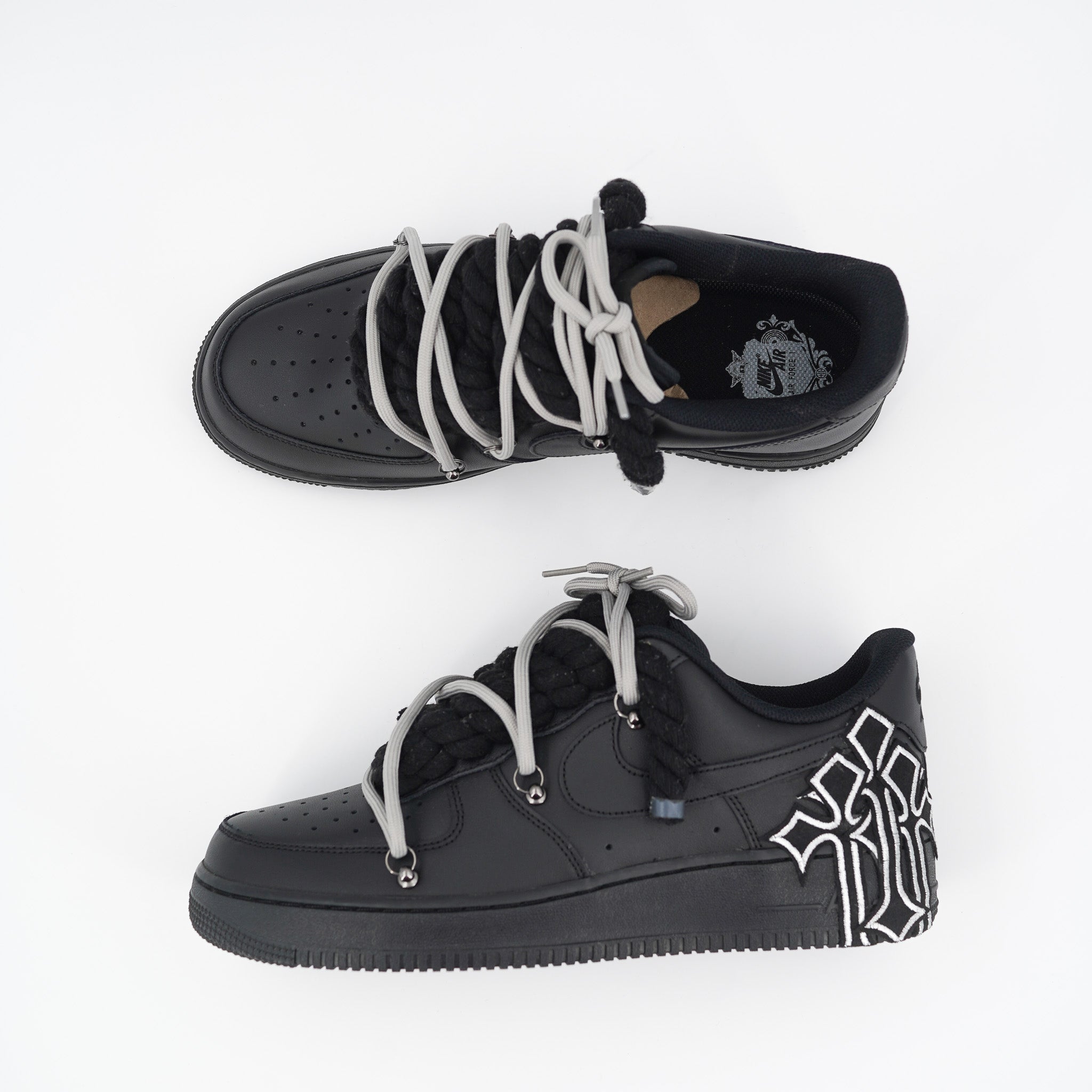 Custom Sneakers '' Rope Laces '' Thorns Black