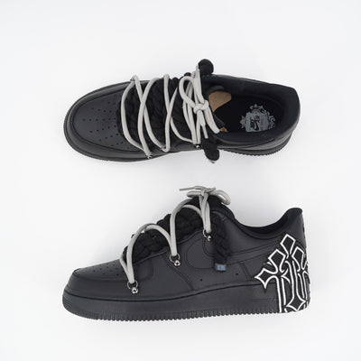 Custom Sneakers '' Rope Laces '' Thorns Black
