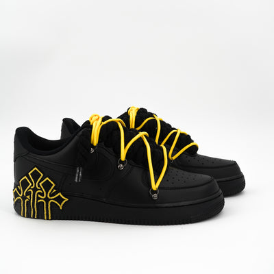 Custom Sneakers Black '' Rope Laces '' Thorns Yellow