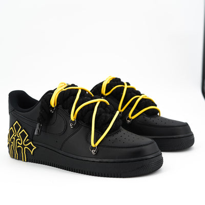 Custom Sneakers Black '' Rope Laces '' Thorns Yellow