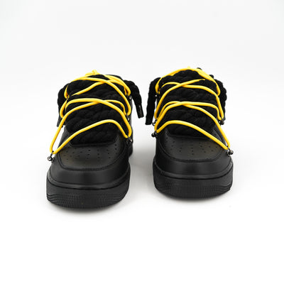 Custom Sneakers Black '' Rope Laces '' Thorns Yellow
